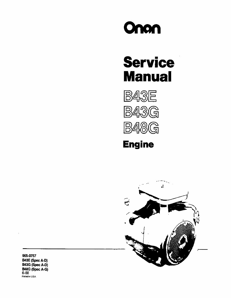 CUMMINS ONAN B43G B48G Series Engine Workshop Manual preview img 1