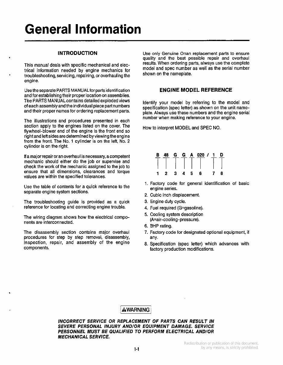 CUMMINS ONAN B43G B48G Series Engine Workshop Manual preview img 5