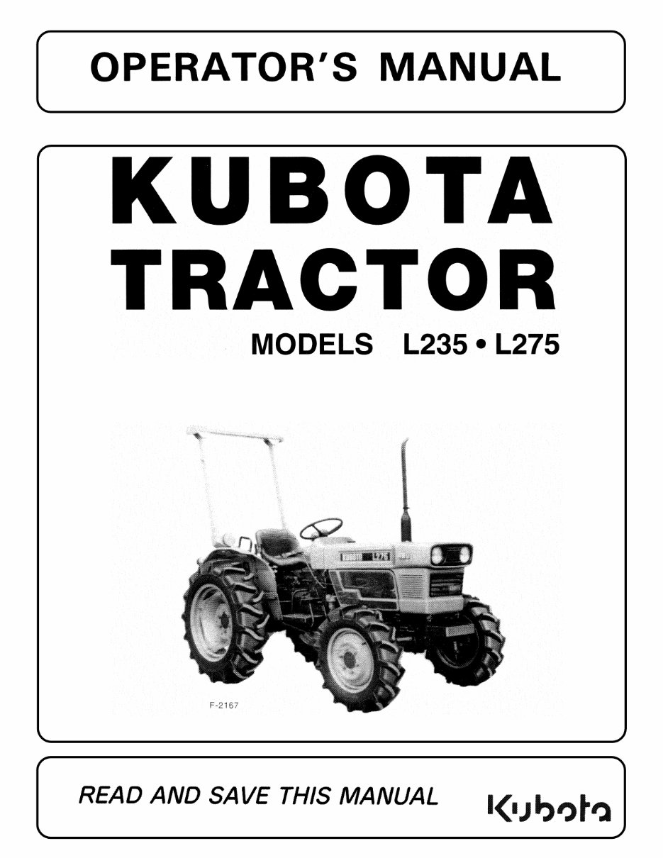 KUBOTA Tractor L235 L275 L235DT L275DT Operators Manual / Owners Manual - ( BEST QUALITY Manual ) - KUBOTA L235 L275 L235 DT L27 preview img 1