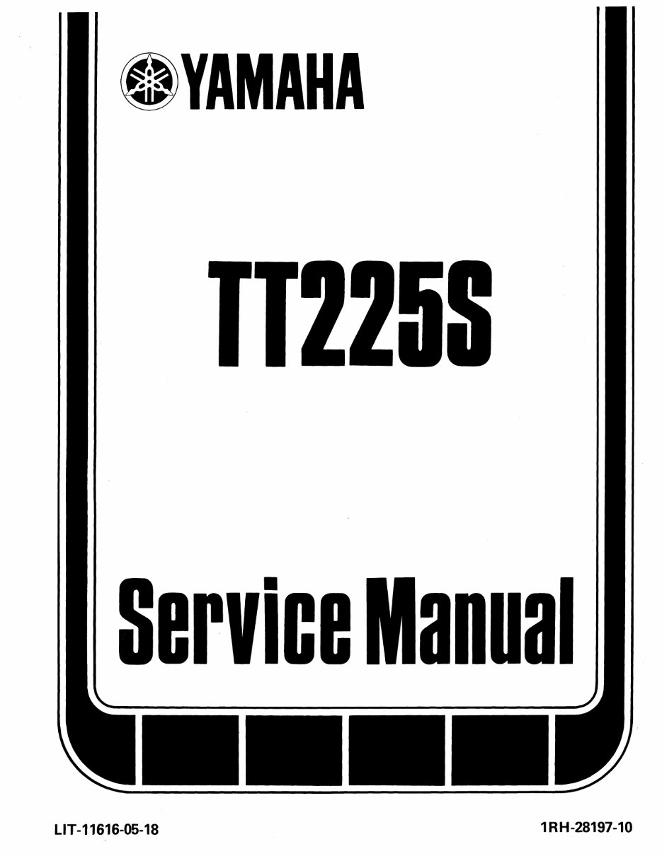  Now Yamaha TT225 TT 225 TT225S 1986 1987 Service Repair Workshop Manual preview img 1