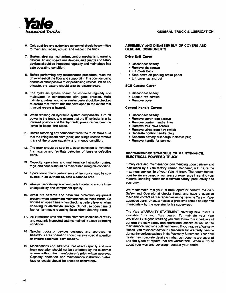 Yale Electric Forklift Truck: ESC020AB, ESC025AB, ESC030AB Workshop Service Manual preview img 10
