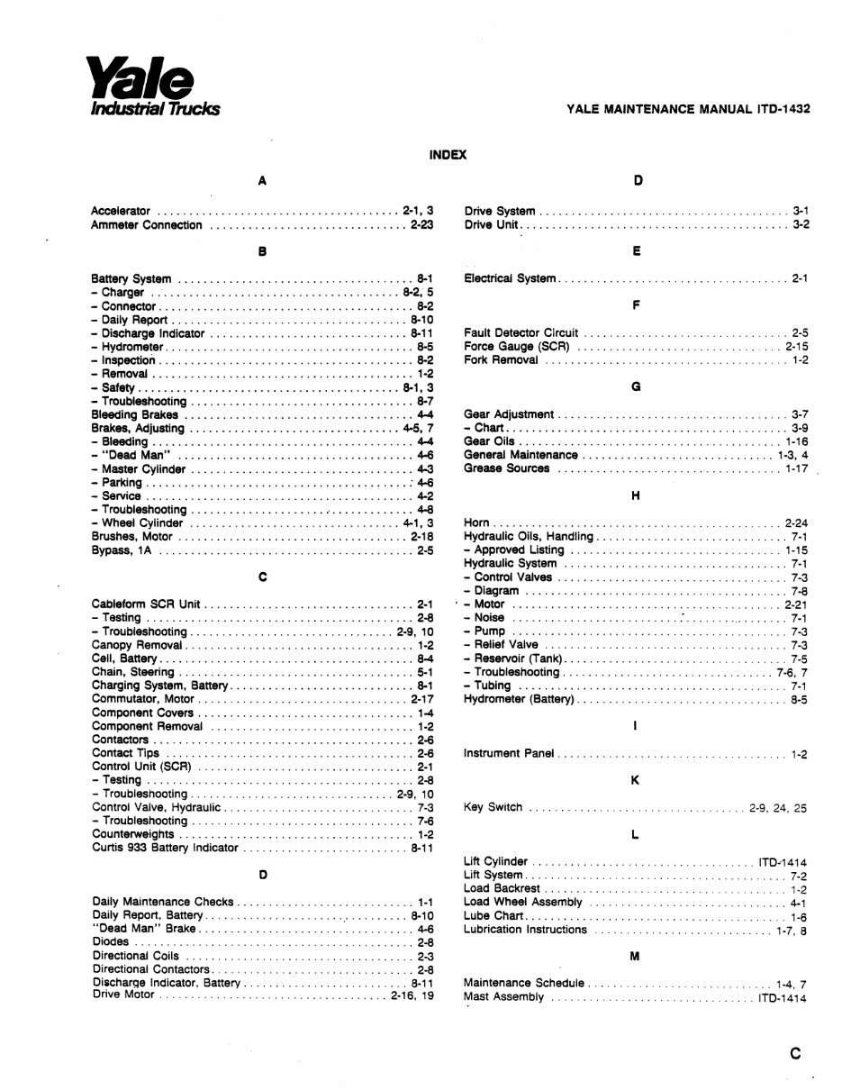 Yale Electric Forklift Truck: ESC020AB, ESC025AB, ESC030AB Workshop Service Manual preview img 3