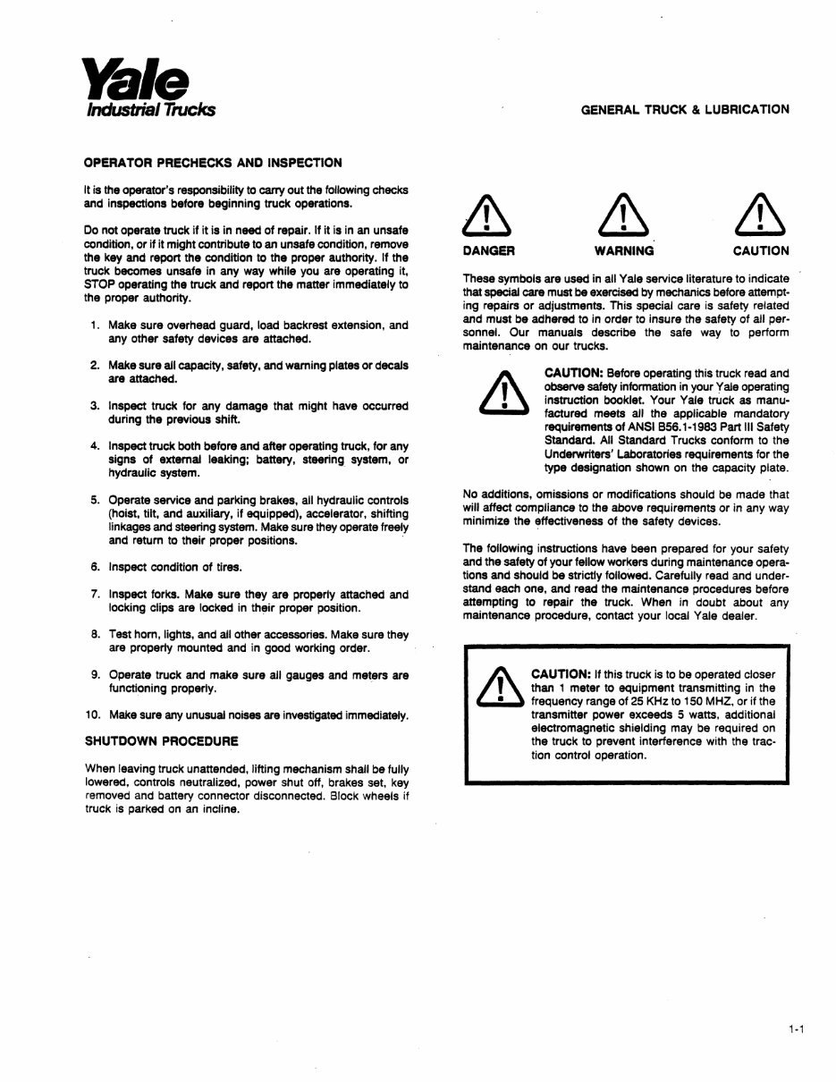 Yale Electric Forklift Truck: ESC020AB, ESC025AB, ESC030AB Workshop Service Manual preview img 7