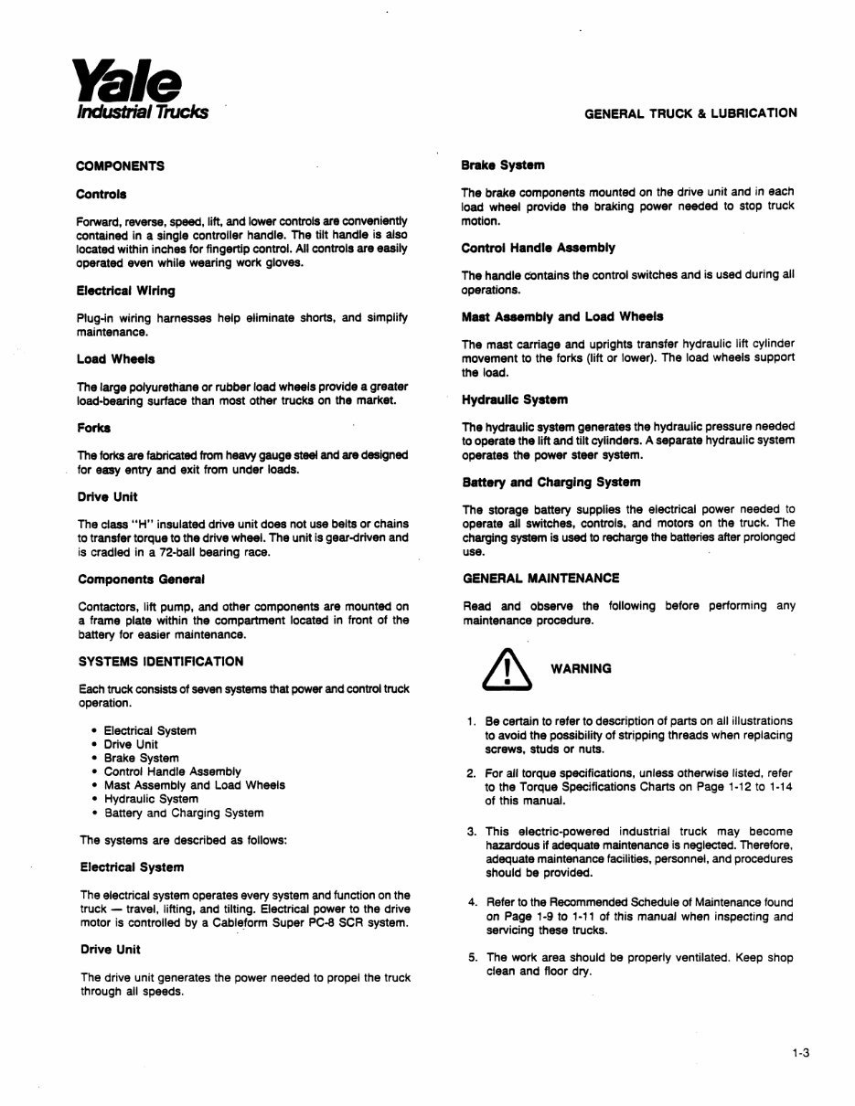 Yale Electric Forklift Truck: ESC020AB, ESC025AB, ESC030AB Workshop Service Manual preview img 9