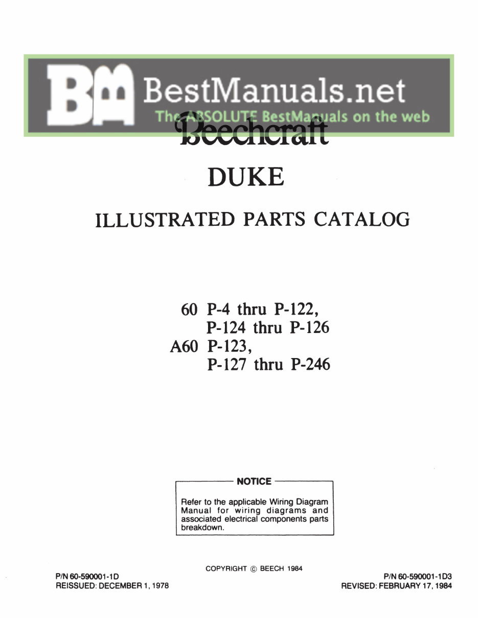 Duke B60 Checklist.pdf Beechcraft Duke 60 Series 60 A60 Illustrated Parts Catalog Manual ...