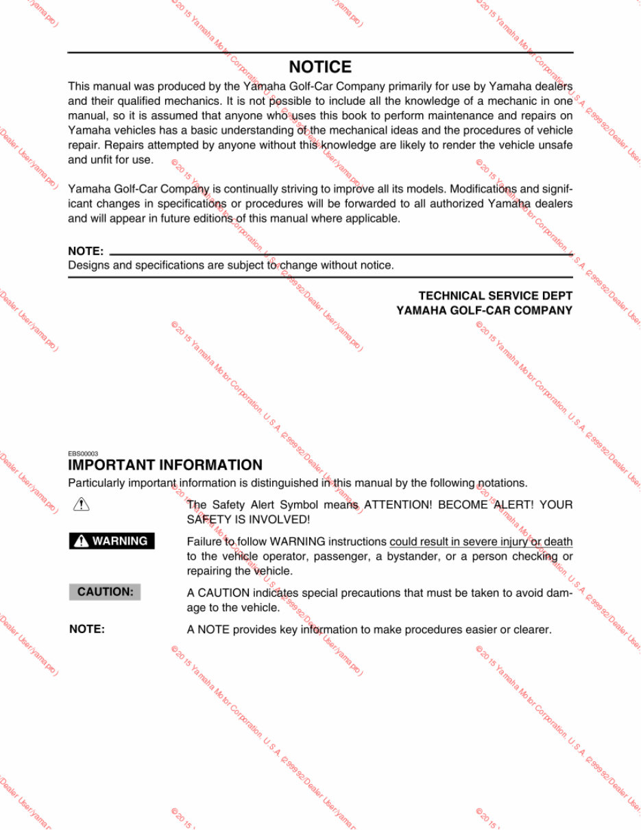 Yamaha Golf Cart Service manual G27A G28A preview img 3