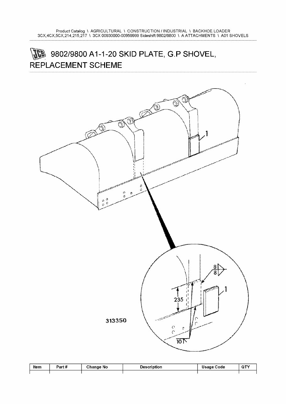 JCB 3CX Manual BACKHOE Loader Parts Catalog Manual (SER. NUMBER 00930000-00959999) preview img 8