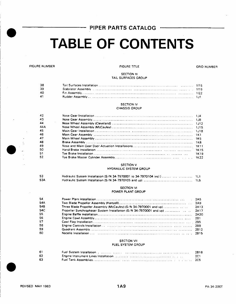 Piper PA34200T Seneca II parts catalog IPC 761589