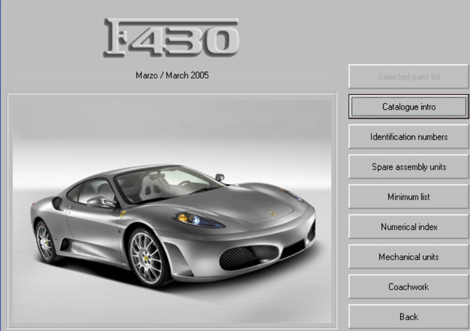 Ferrari F430 Cou Parts manual Catalogue Catalog with exploded views preview img 1