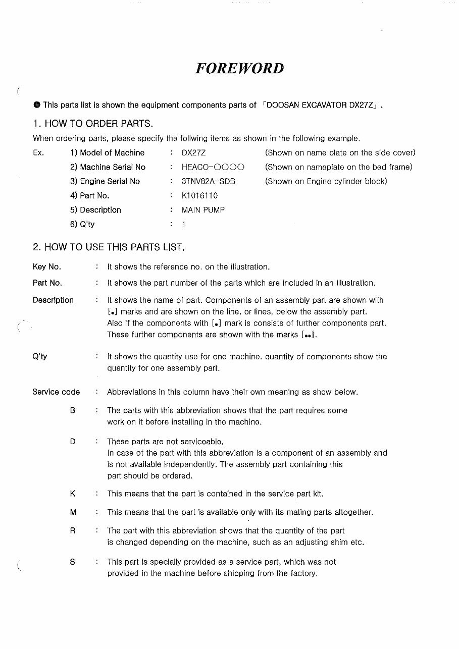 Doosan Daewoo DX27Z Mini Excavator Workshop Parts Manual preview img 5