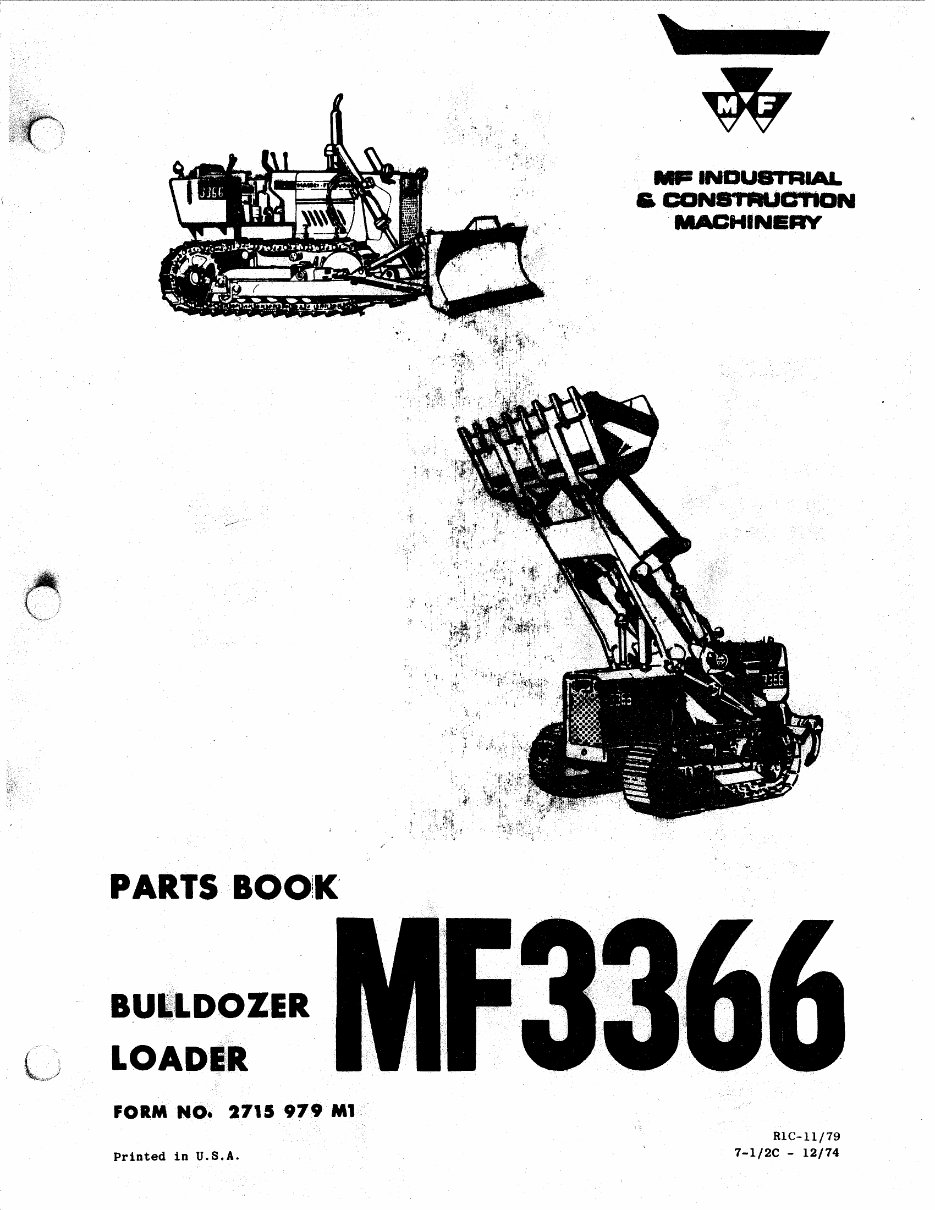 Massey Ferguson MF3366 Bulldozer Loader Parts Catalog Manual preview img 1