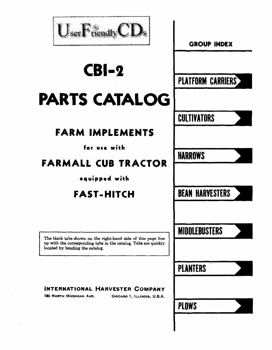 IH McCormick Farm Implements for Farmall Cub Parts Catalog Manual - IMPROVED - preview img 3