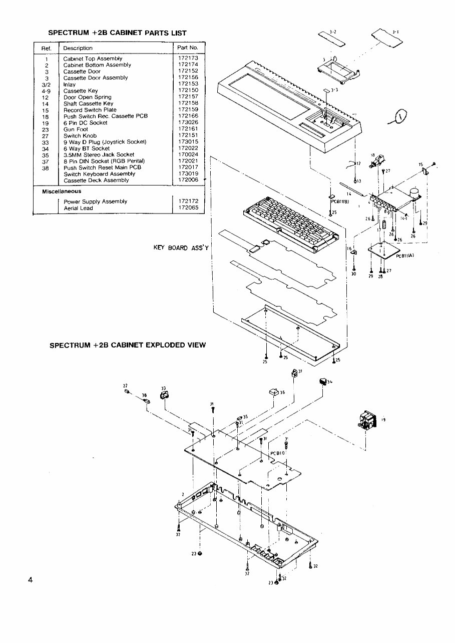Sinclair ZX Spectrum 128 2B 3B Electrical Parts Manual preview img 4