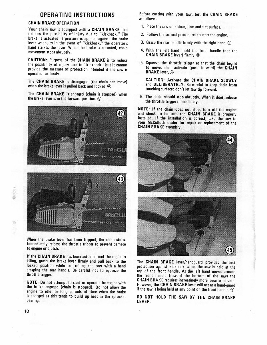 McCulloch Power Mac 310/320/330/340 Chain Saws Owners Manual preview img 10