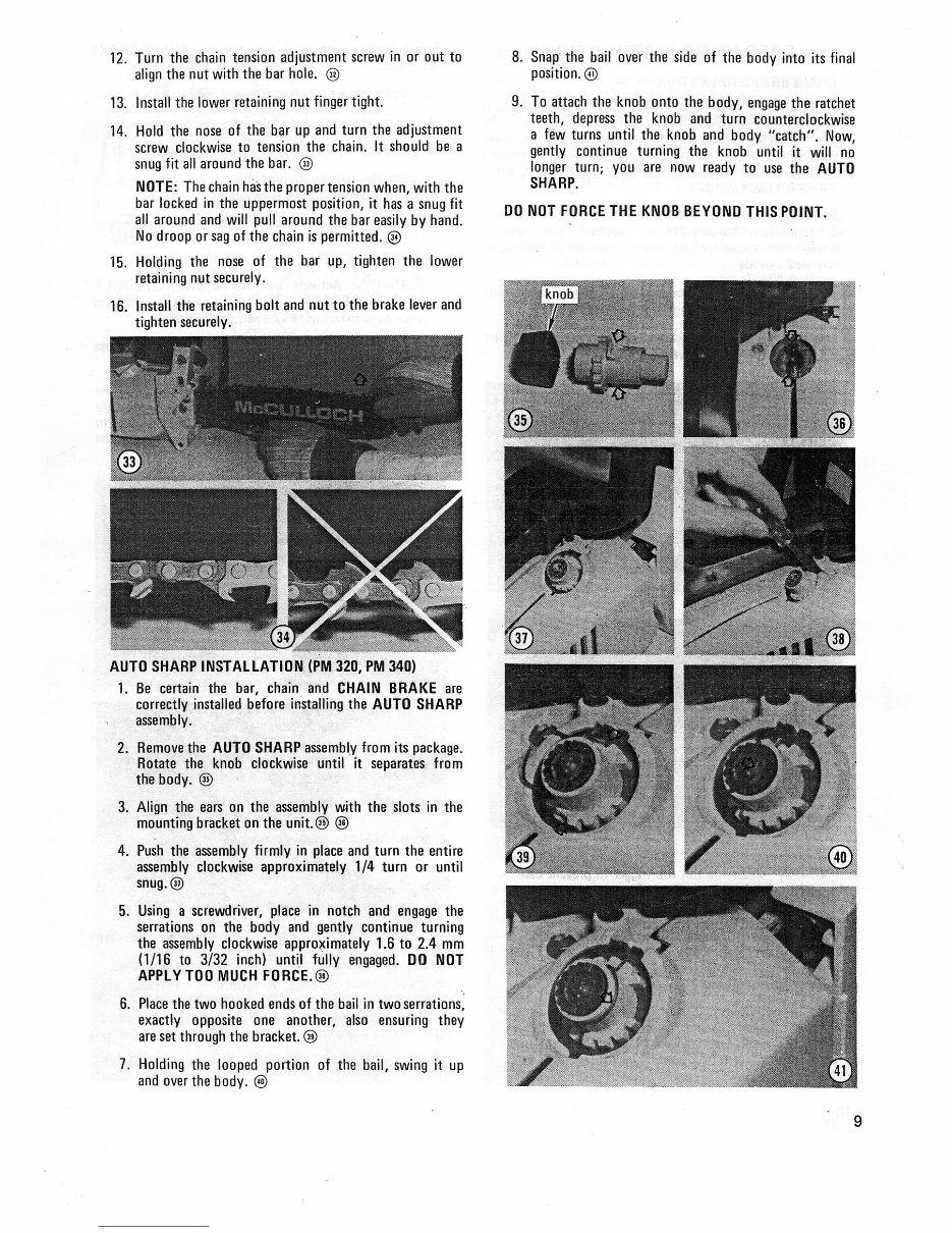 McCulloch Power Mac 310/320/330/340 Chain Saws Owners Manual preview img 9