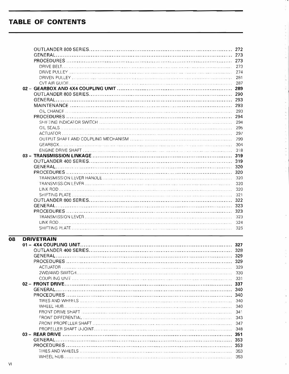 Can-Am Outlander 800 XT 2007 Factory Service & Work Shop Manual preview img 8