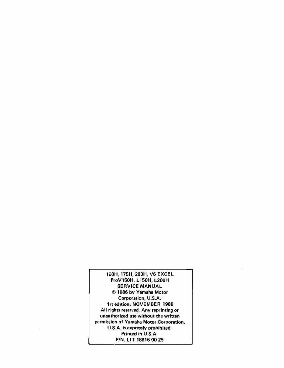 Yamaha V6 EXCEL XF Outboard Service Repair Maintenance Manual. Factory preview img 3