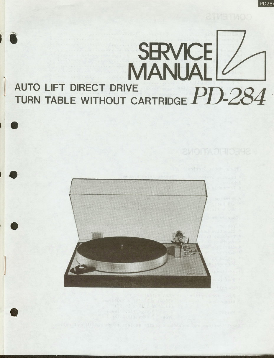 Luxman PD-284 Turntable , Original Service Manual preview img 1