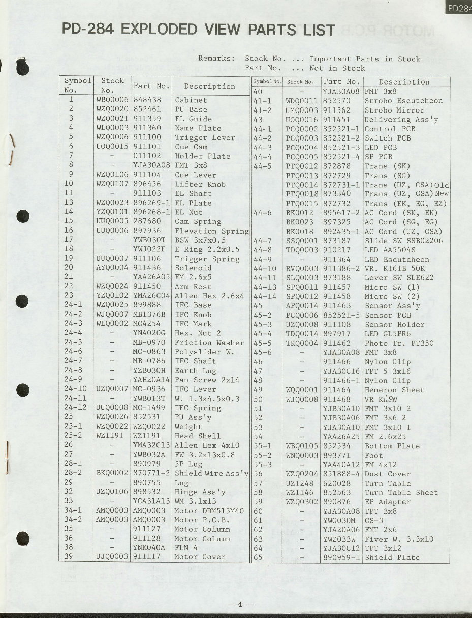 Luxman PD-284 Turntable , Original Service Manual preview img 5