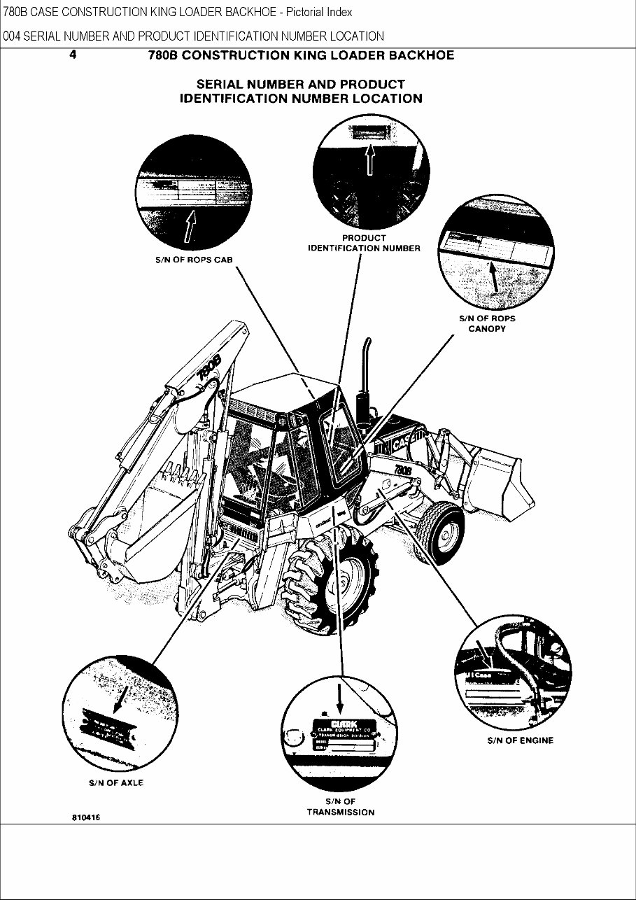 CASE 780B CK BACKHOE Loader Parts Catalog Manual preview img 3