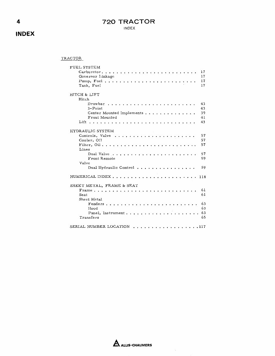 Allis Chalmers 720 Tractor Illustrated Parts Catalog Manual IPL IPC - preview img 5