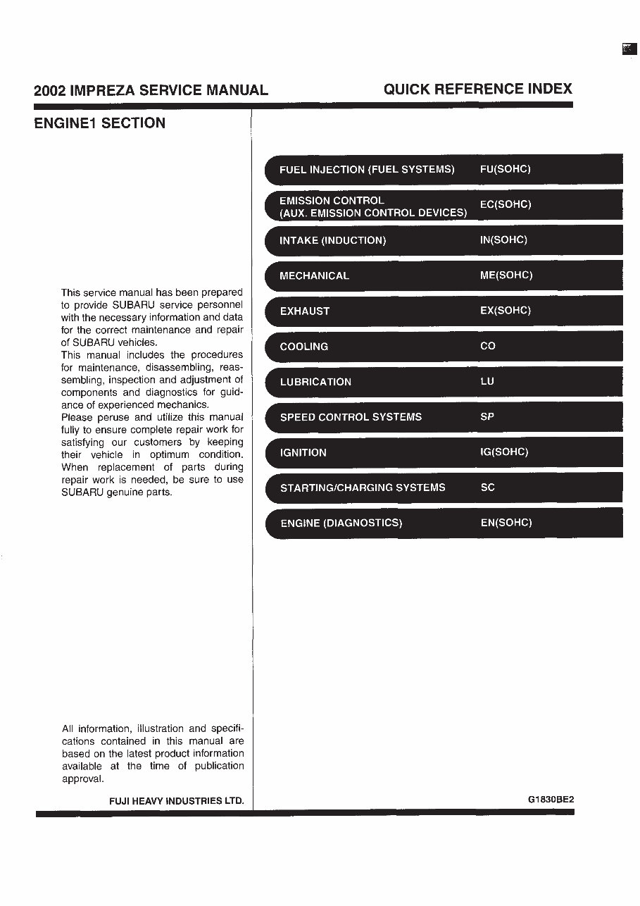 2002-2003 Subaru Impreza WRX Service & Repair Manual preview img 1