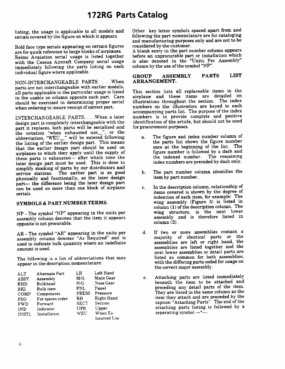 19801985 Cessna 172RG Parts Catalog