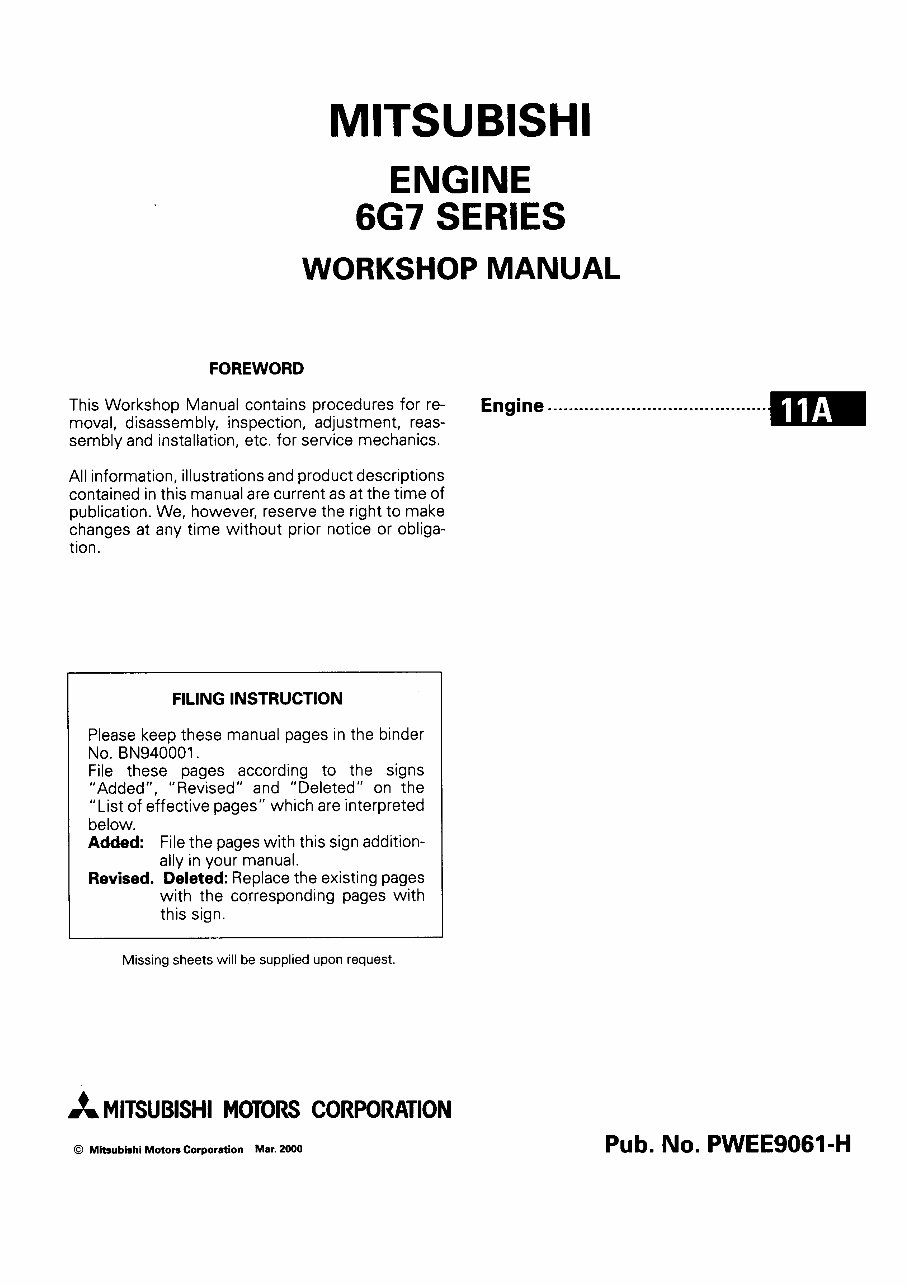 2007 MITSUBISHI TRITON All Models Service and Repair Manual preview img 1