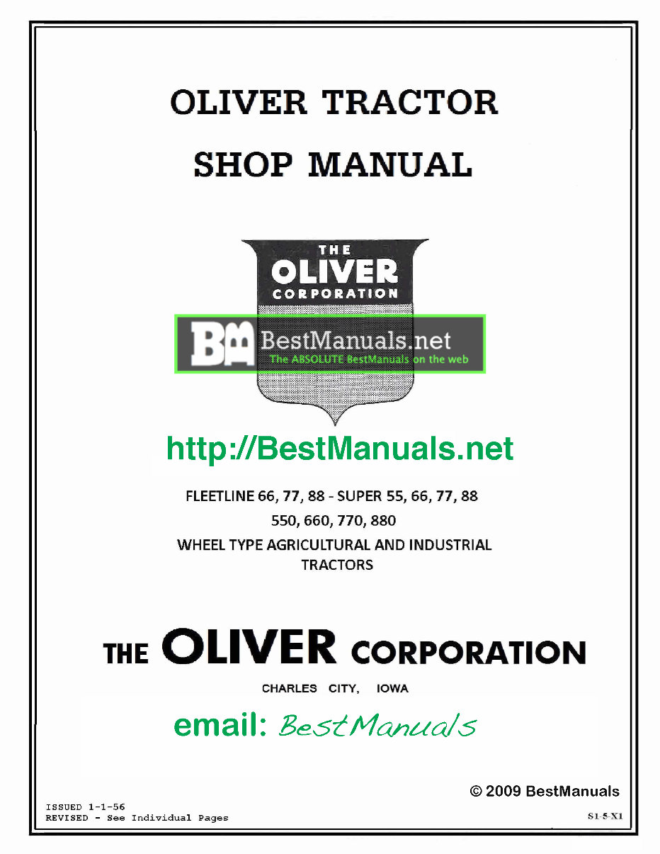 OLIVER SUPER 550 Tractor Workshop Service / Repair Manual preview img 1