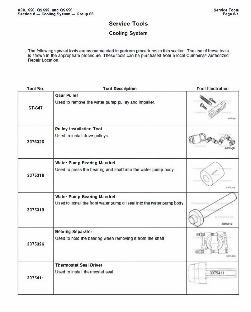 CUMMINS Diesel Engine K38 K50 QSK38 QSK50 Service Manual preview img 10
