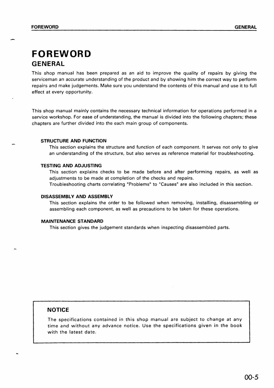 Komatsu PC45-1 Hydraulic Excavator Workshop Service Manual preview img 7