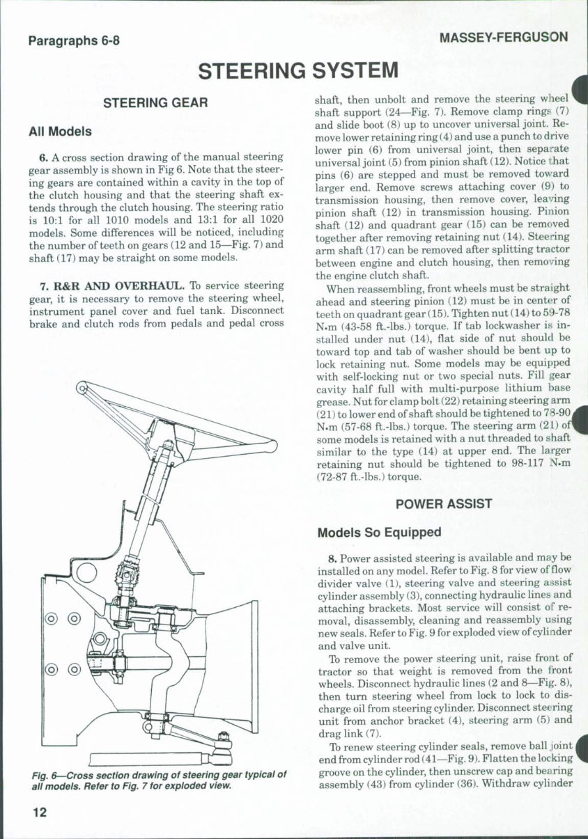 Massey Ferguson 1010 & 1020 Tractor Service & Repair Manual preview img 8