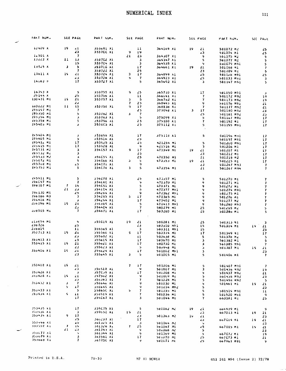 MASSEY FERGUSON MF 41 MOWER Parts Manual 651241M94 preview img 5