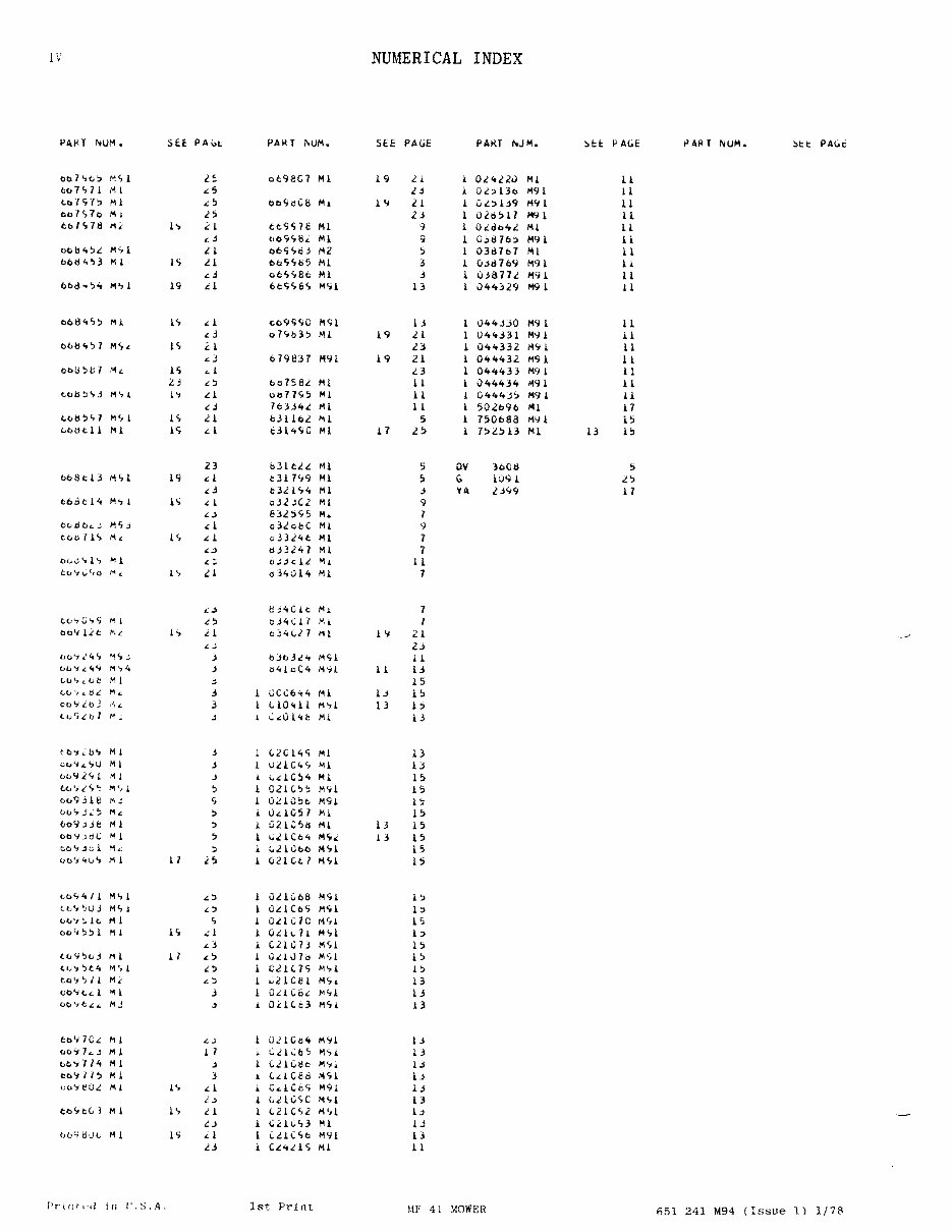 MASSEY FERGUSON MF 41 MOWER Parts Manual 651241M94 preview img 6