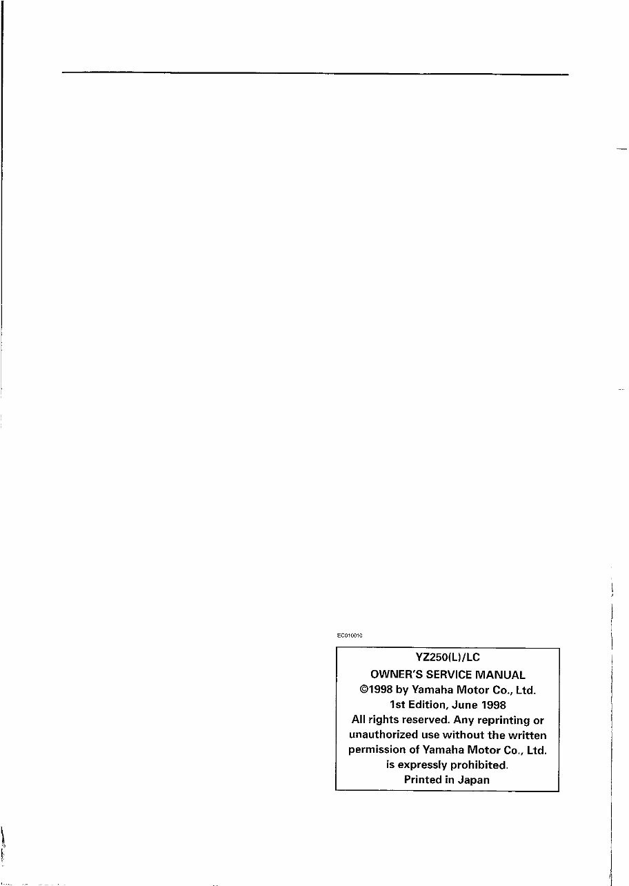  Now Yamaha YZ250 YZ 250 1999 99 2-STROKE Service Repair Workshop Manual preview img 2