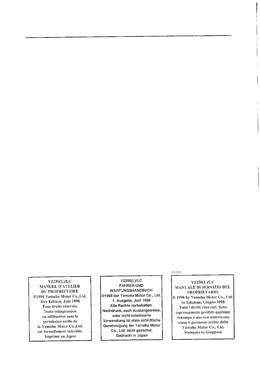  Now Yamaha YZ250 YZ 250 1999 99 2-STROKE Service Repair Workshop Manual preview img 3