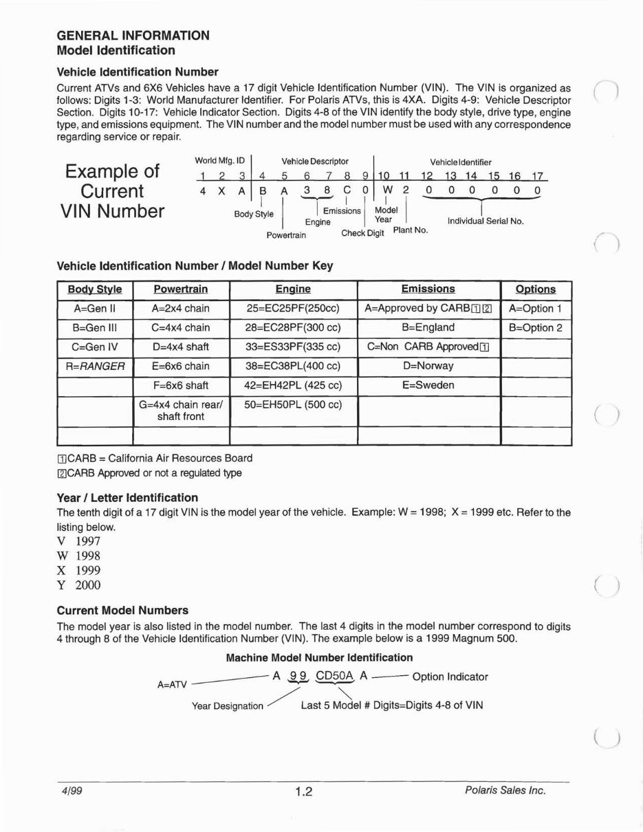 2000 Polaris Sportsman 335 Sportsman 500 ATV Service & Repair Manual preview img 6