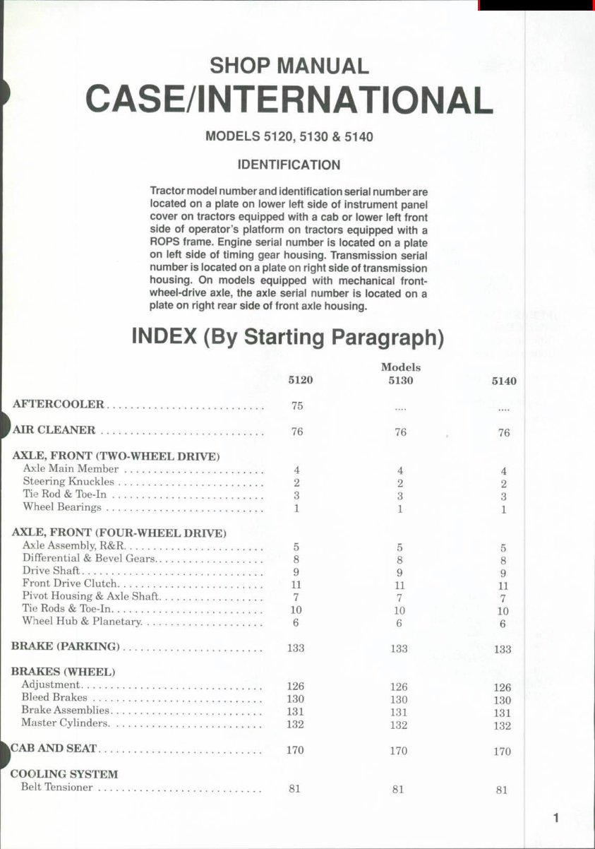 Case IH 5130 Tractor Service & Repair Manual preview img 1
