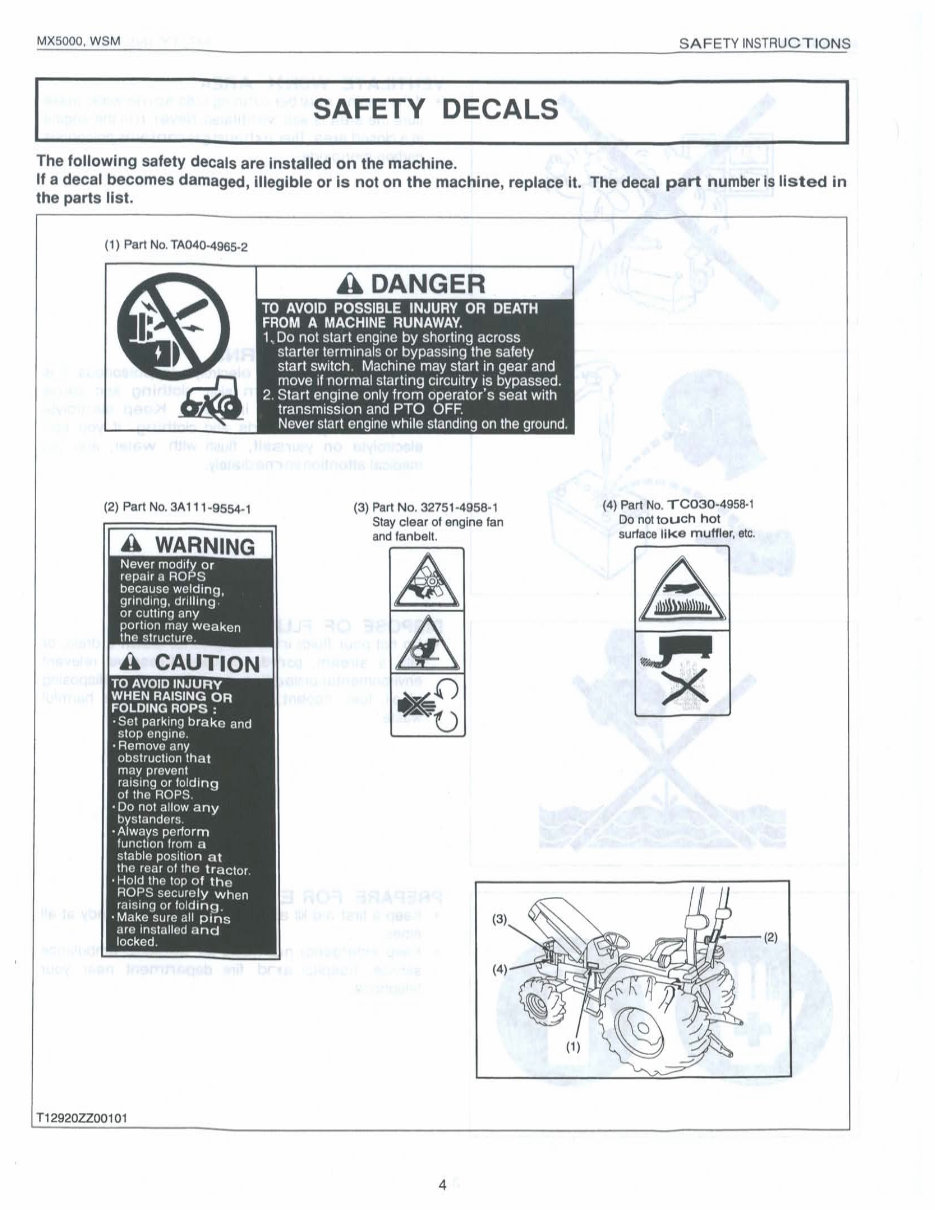 KUBOTA MX5000 Tractor Workshop Service Manual preview img 6