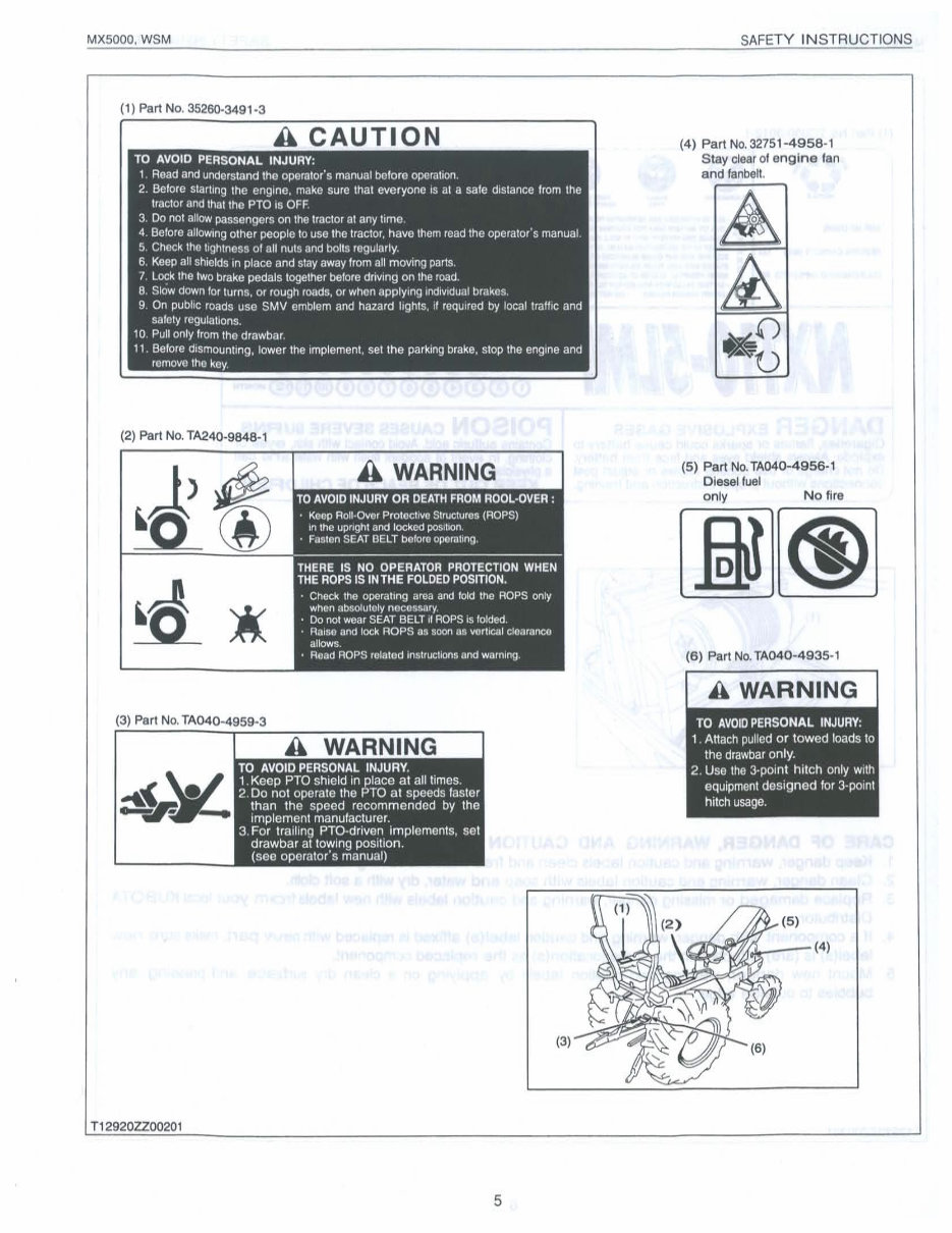 KUBOTA MX5000 Tractor Workshop Service Manual preview img 7