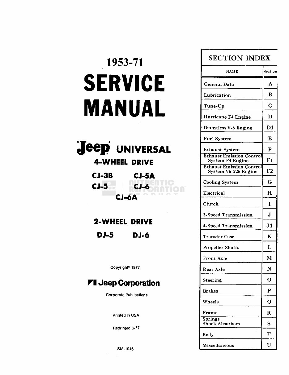 1953-1968 Jeep CJ-3B Service & Repair Manual preview img 1