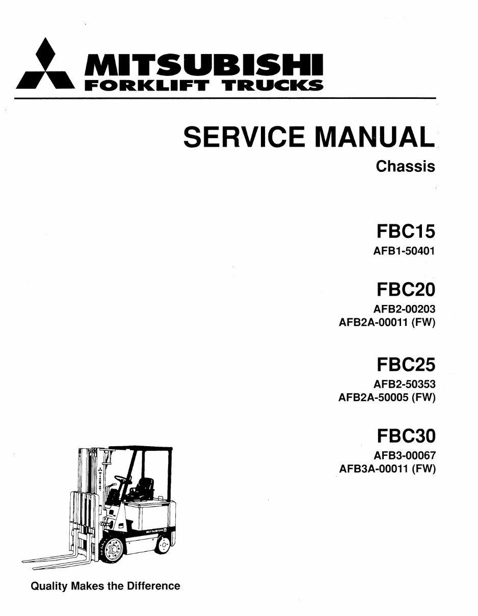 Mitsubishi 2FBC15,2FBC18,2FBC20,2FBC25,2FBC30 Service Manual preview img 1