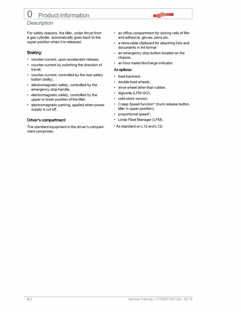 Linde Electric Pallet Stacker Type 1172: AS, L10, L10B, L12, L12I Service Training (Workshop) Manual preview img 9