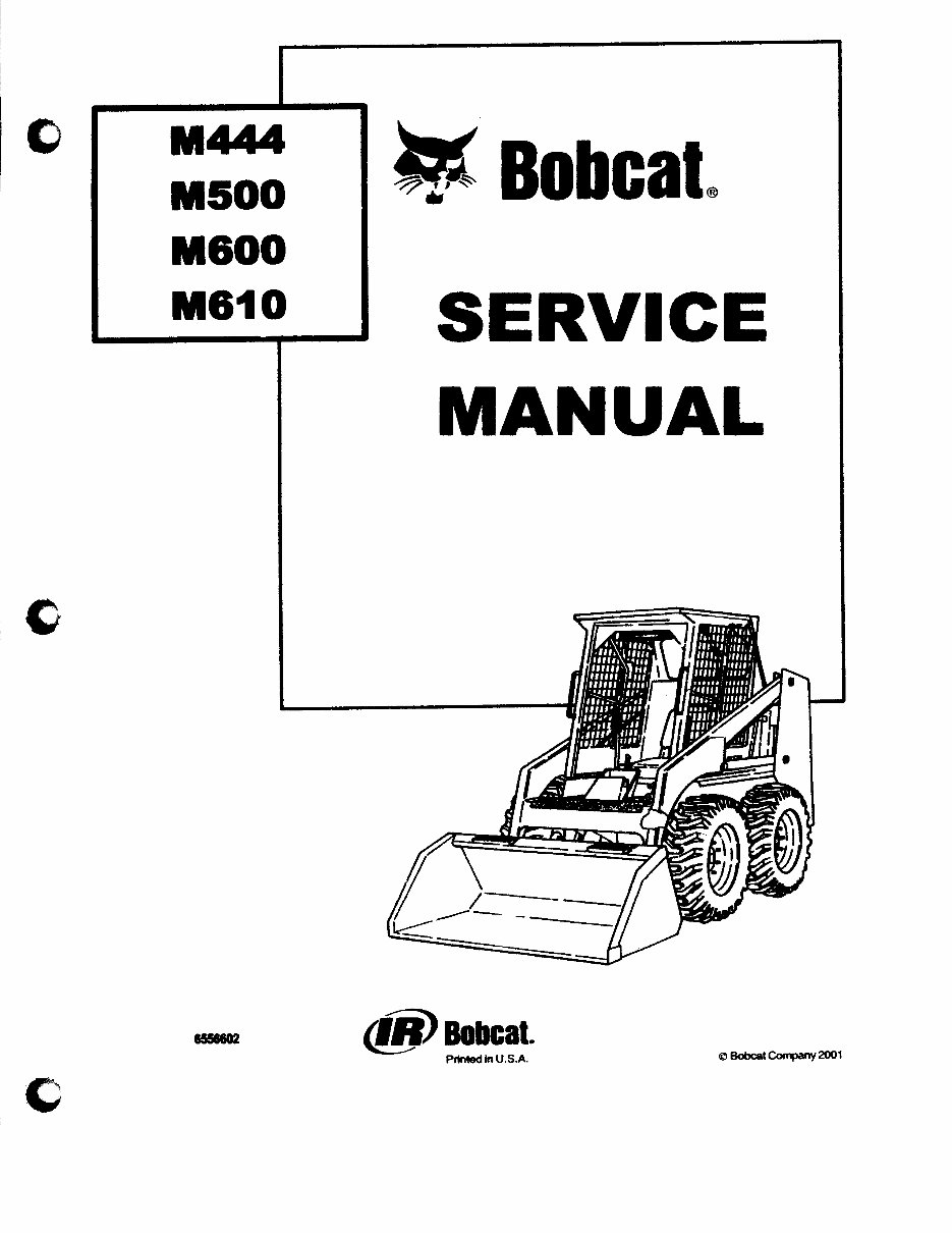 Bobcat M444, M500, M600, M610 Skid Steer Loader OEM Service & Repair Manual preview img 1