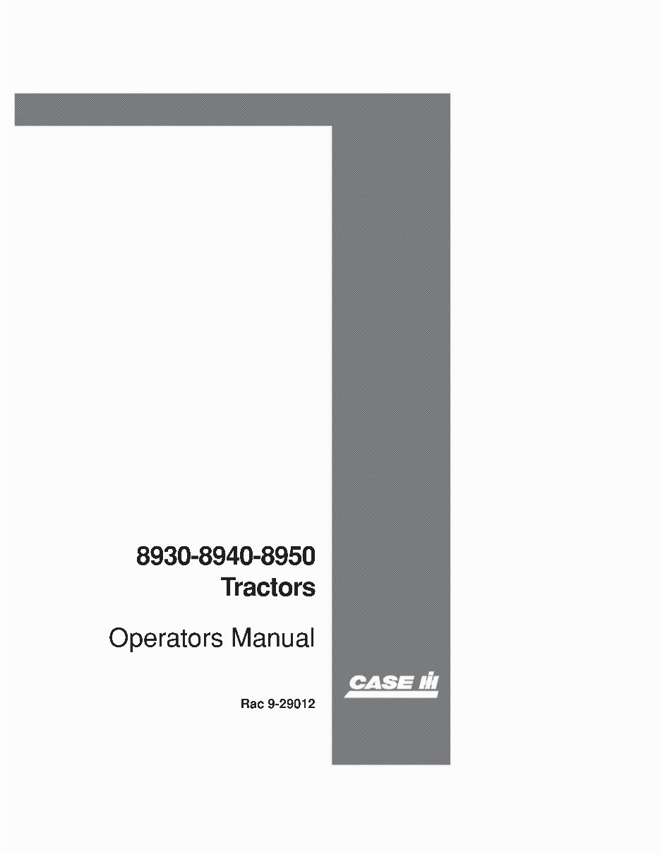 CASE IH 8930 8940 8950 Tractor Operators Manual preview img 1