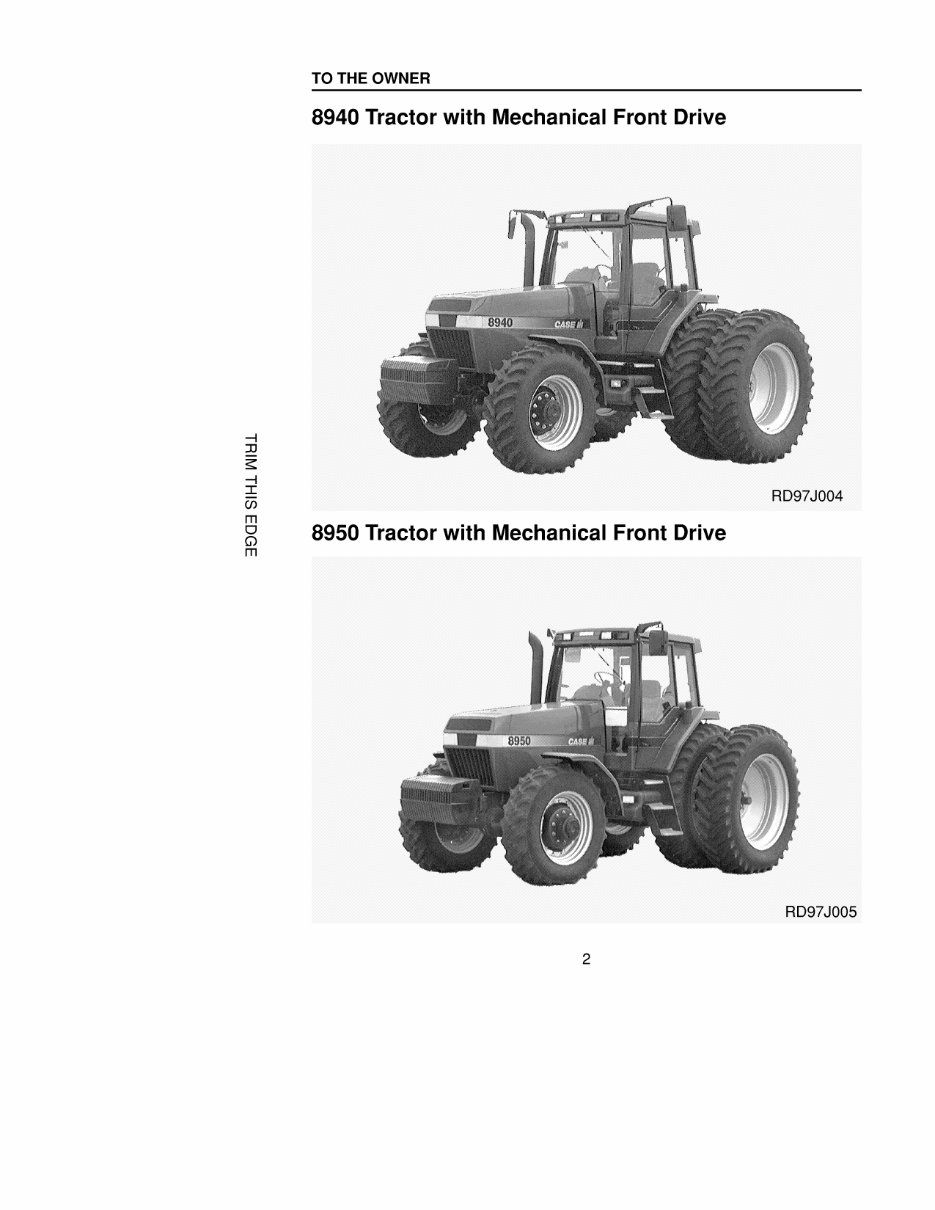 CASE IH 8930 8940 8950 Tractor Operators Manual preview img 9