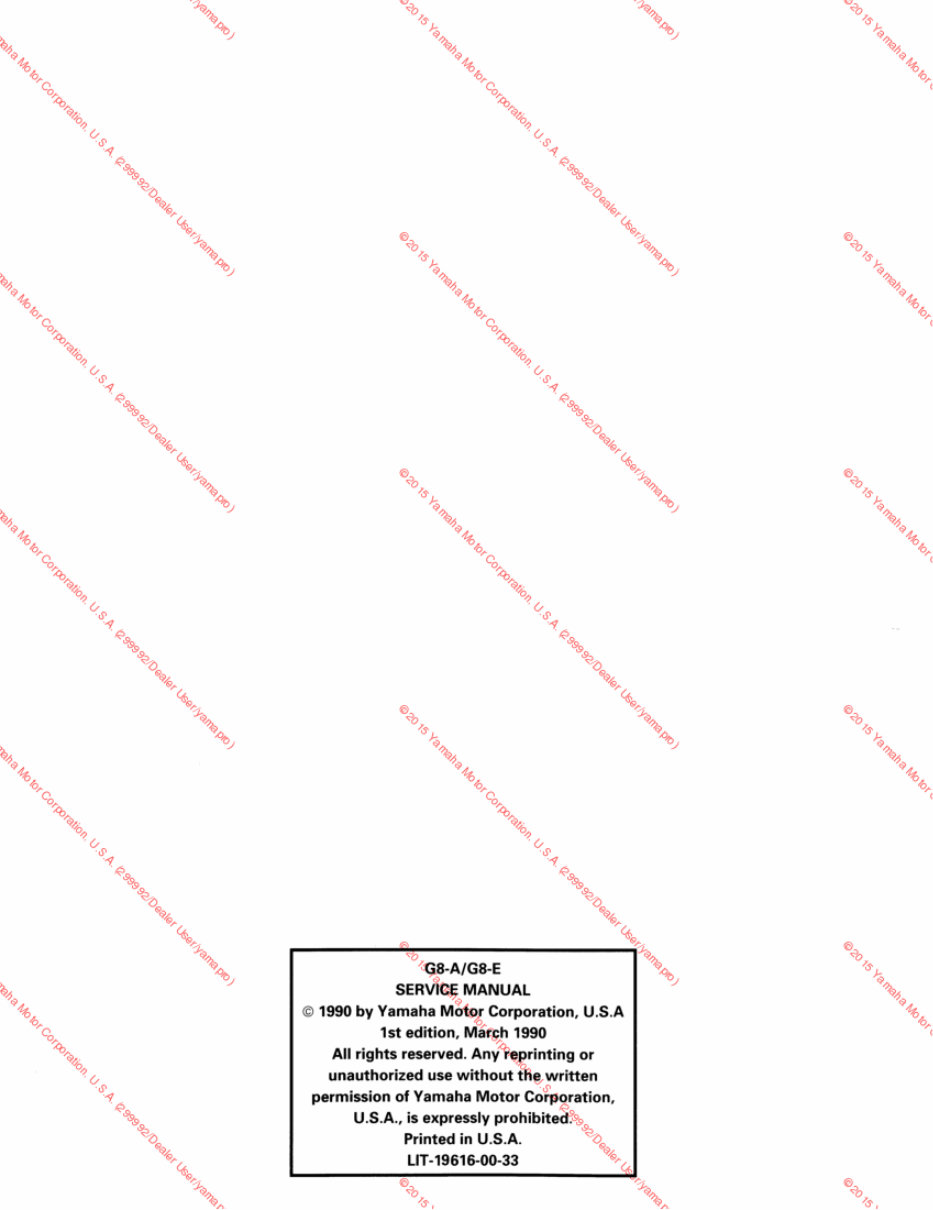 Yamaha G8A/G8E Golf Cart OEM Service & Repair Manual preview img 2