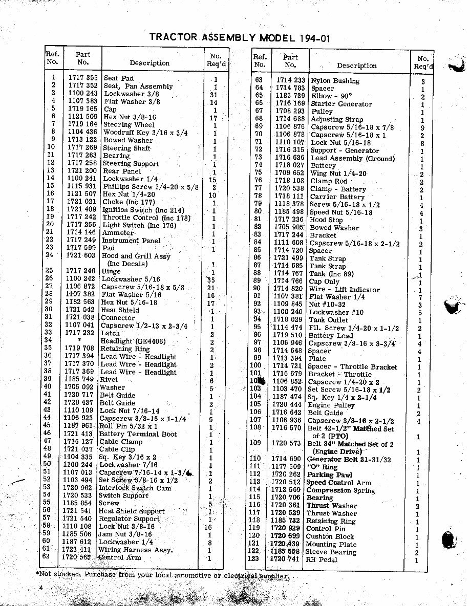 Bolens Hydrostatic drive Tractors master parts manuals preview img 4