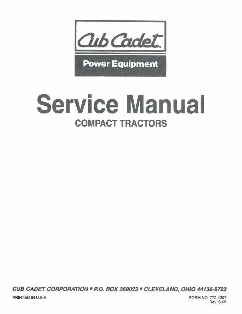 Cub Cadet 7235 Compact Tractor Workshop Service Manual preview img 1