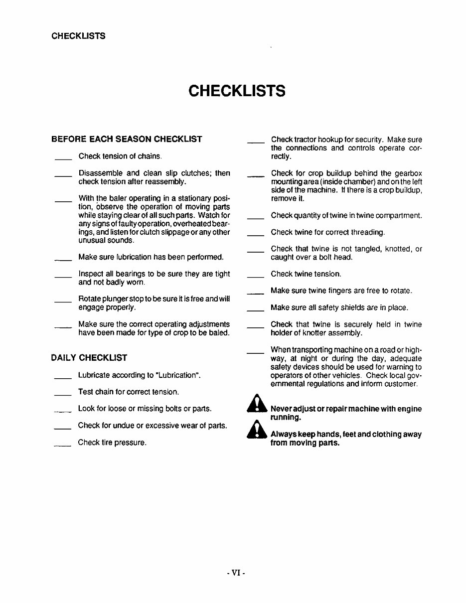 CASE IH 8555 SQUARE BALER Operators Manual preview img 8